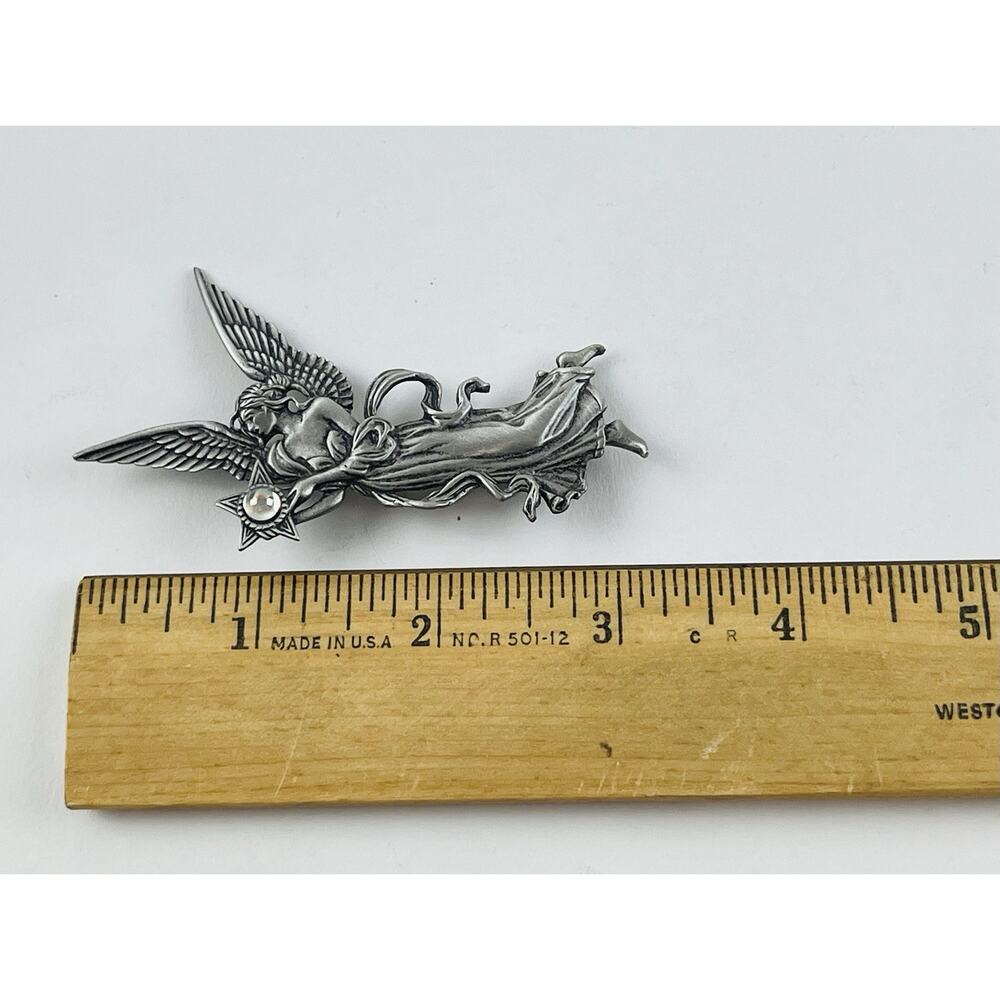 Vintage JJ Jonette Pin Angel Star Celestial Brooch Mystical Ball Lady Large 3” - Picture 11 of 14